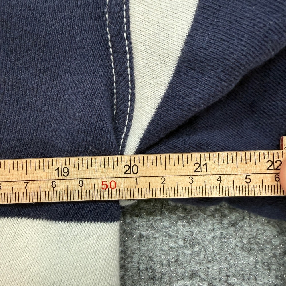 Aerie Rugby Sweatshirt Womens XS Blue Striped Oversized Coastal Pullover Fleece - Picture 4 of 11